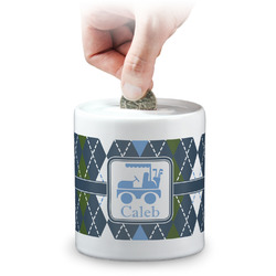Blue Argyle Coin Bank (Personalized)