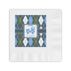 Blue Argyle Coined Cocktail Napkins (Personalized)