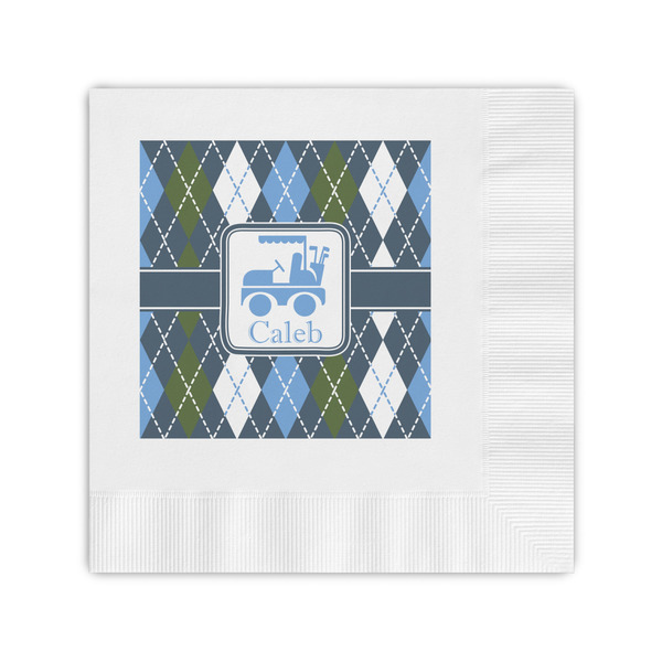 Custom Blue Argyle Coined Cocktail Napkins (Personalized)