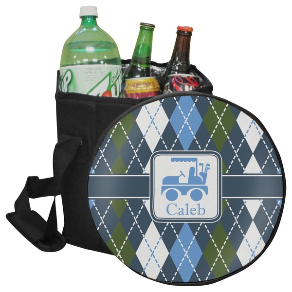 Custom Blue Argyle Collapsible Cooler & Seat (Personalized)