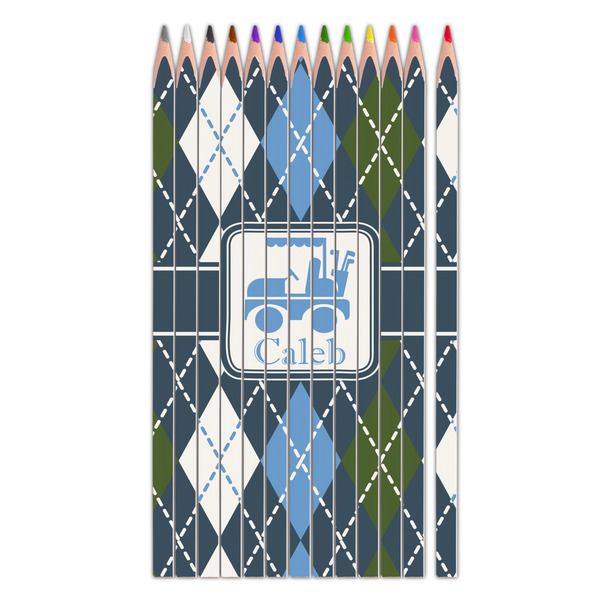 Custom Blue Argyle Colored Pencils (Personalized)