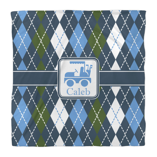 Blue Argyle Comforter - Queen - Front