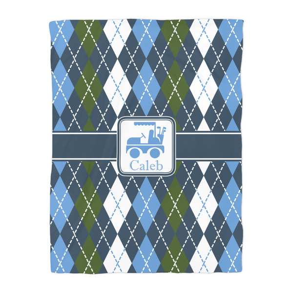 Blue Argyle Comforter - Twin - Front