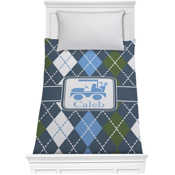 Custom Blue Argyle Comforter - Twin (Personalized)