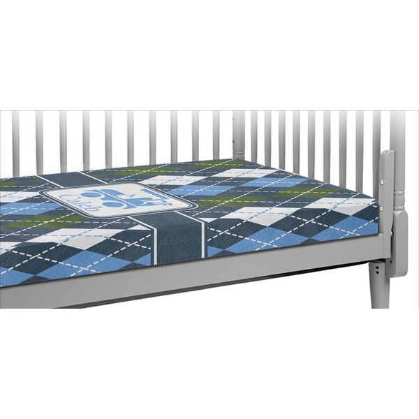 Custom Blue Argyle Crib Fitted Sheet (Personalized)