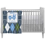 Blue Argyle Crib Comforter / Quilt (Personalized)