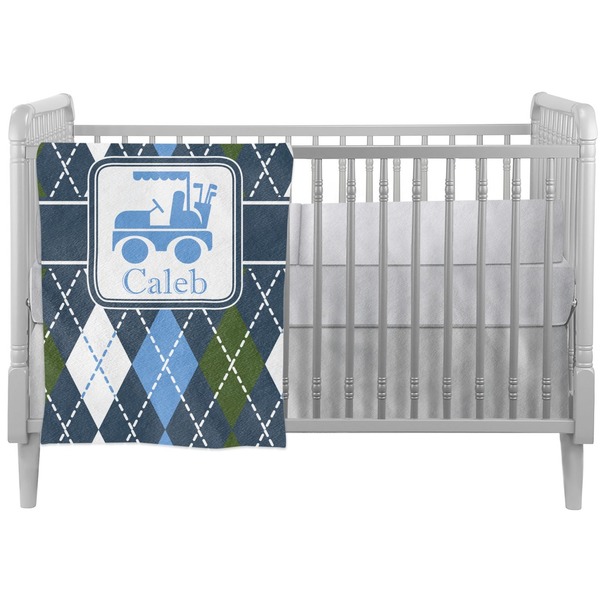 Custom Blue Argyle Crib Comforter / Quilt (Personalized)