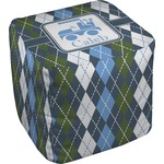 Blue Argyle Cube Pouf Ottoman - 13" (Personalized)