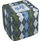 Blue Argyle Cube Poof Ottoman (Top)