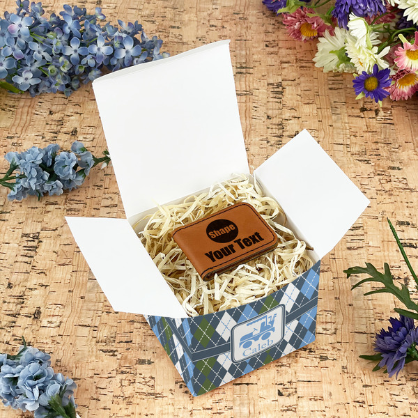 Blue Argyle Cubic Gift Box - In Context