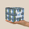 Blue Argyle Cube Favor Gift Box - On Hand - Scale View