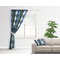 Blue Argyle Curtain With Window and Rod - in Room Matching Pillow