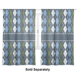 Blue Argyle Curtain Panel - Custom Size