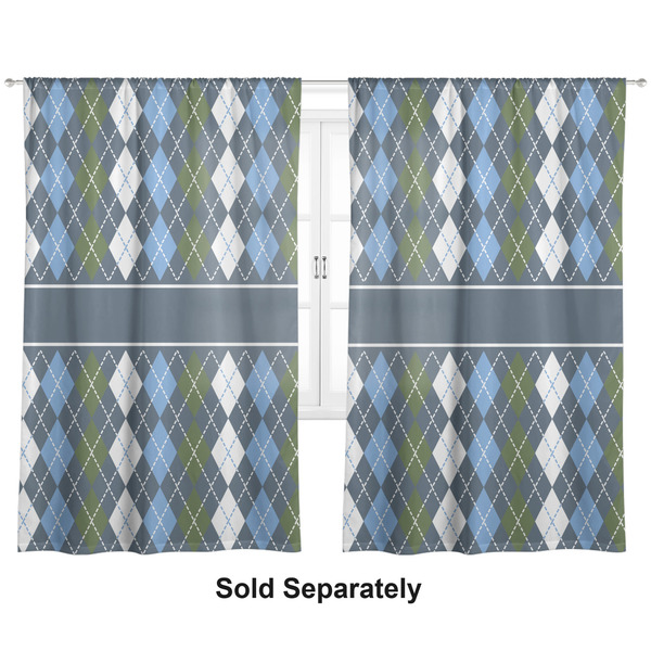Custom Blue Argyle Curtain Panel - Custom Size