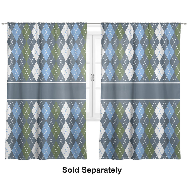 Blue Argyle Curtains Double