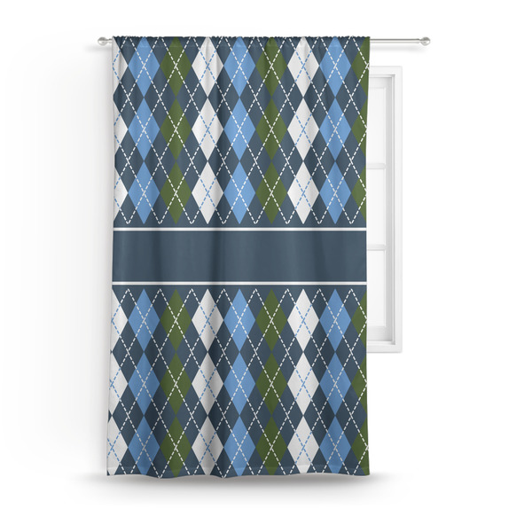 Custom Blue Argyle Curtain Panel - Custom Size
