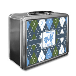 Blue Argyle Lunch Box w/ Name or Text