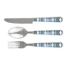 Blue Argyle Cutlery Set (Personalized)