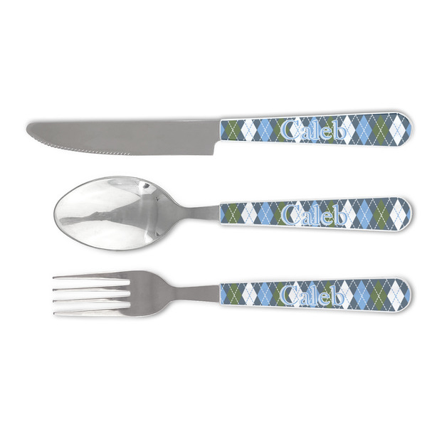 Custom Blue Argyle Cutlery Set (Personalized)