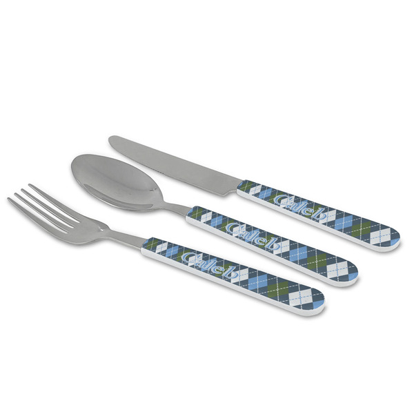 Blue Argyle Cutlery Set - MAIN