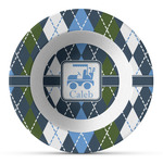 Blue Argyle Plastic Bowl - Microwave Safe - Composite Polymer (Personalized)