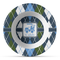 Blue Argyle Plastic Bowl - Microwave Safe - Composite Polymer (Personalized)