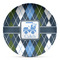 Blue Argyle Microwave Safe Plastic Plate - Composite Polymer (Personalized)