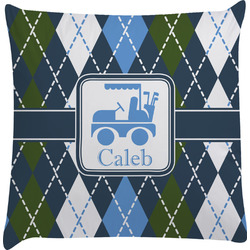 Blue Argyle Decorative Pillow Case w/ Name or Text