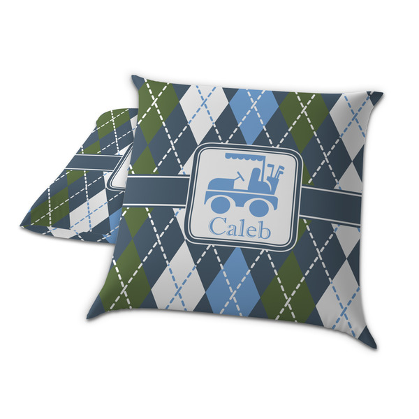 Blue Argyle Decorative Pillow Case - TWO