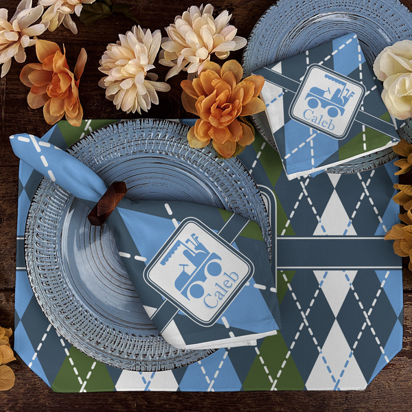 Blue Argyle Dining Set