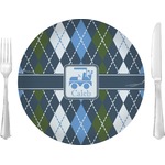 Blue Argyle Glass Lunch / Dinner Plate 10" (Personalized)