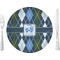 Blue Argyle 10" Glass Lunch / Dinner Plates - Single or Set (Personalized)