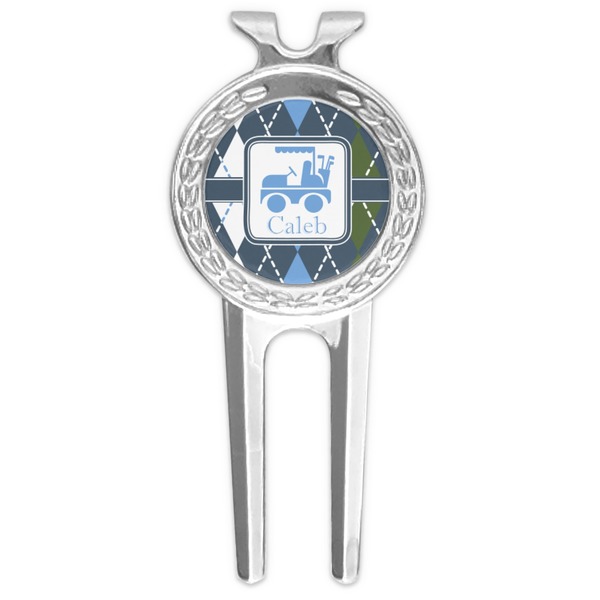 Custom Blue Argyle Golf Divot Tool & Ball Marker (Personalized)