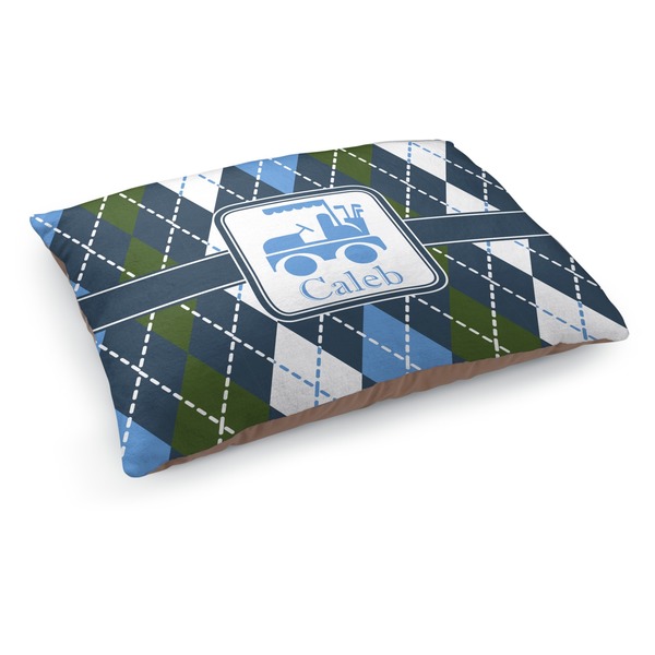 Custom Blue Argyle Dog Bed - Medium w/ Name or Text