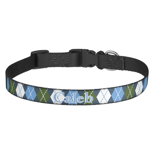 Custom Blue Argyle Dog Collar - Medium (Personalized)