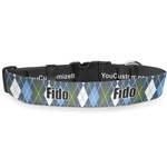 Blue Argyle Deluxe Dog Collar - Large (13" to 21") (Personalized)