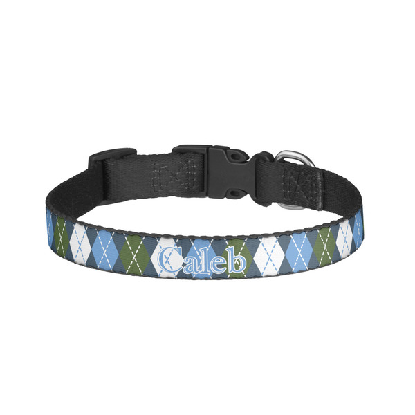 Custom Blue Argyle Dog Collar - Small (Personalized)