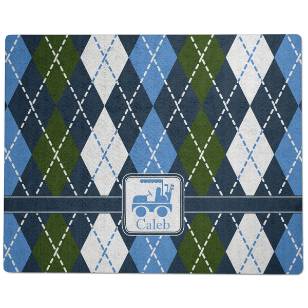 Blue Argyle Dog Food Mat - Large without Bowls