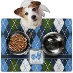 Blue Argyle Dog Food Mat - Medium w/ Name or Text