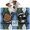 Blue Argyle Dog Food Mat - Medium LIFESTYLE