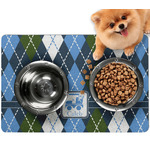 Blue Argyle Dog Food Mat - Small w/ Name or Text