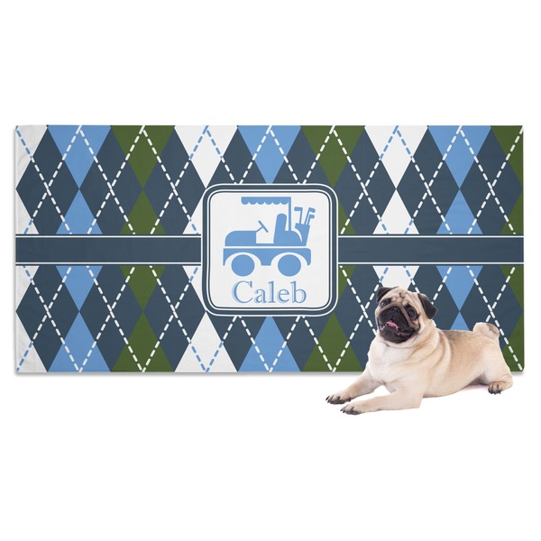Custom Blue Argyle Dog Towel (Personalized)