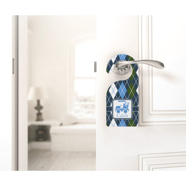 Blue Argyle Door Hanger - LIFESTYLE