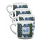 Blue Argyle Double Shot Espresso Mugs - Set of 4 Front