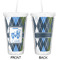 Blue Argyle Double Wall Tumbler with Straw - Approval