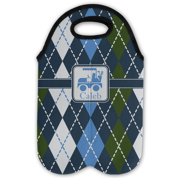 Blue Argyle Double Wine Tote - Flat (new)