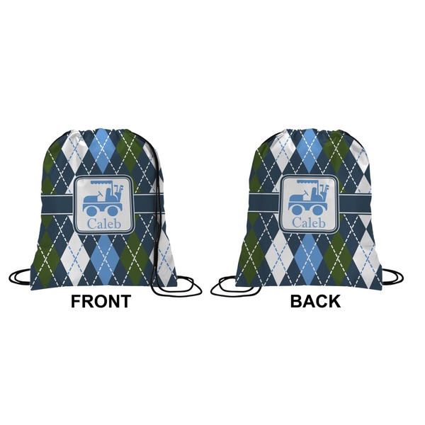 Blue Argyle Drawstring Backpack