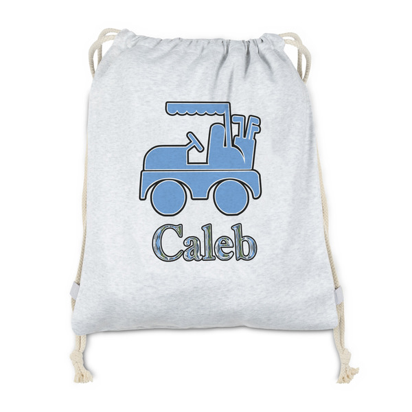Custom Blue Argyle Drawstring Backpack - Sweatshirt Fleece - Double Sided (Personalized)