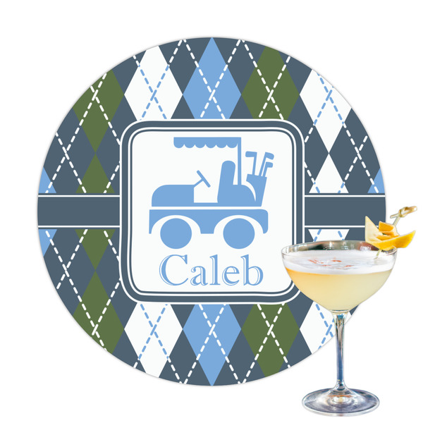 Custom Blue Argyle Printed Drink Topper (Personalized)