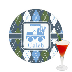 Blue Argyle Printed Drink Topper -  2.5" (Personalized)